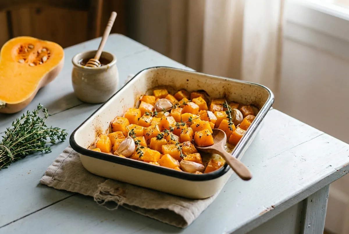 Butternut rôtie au four, tendre et caramélisée