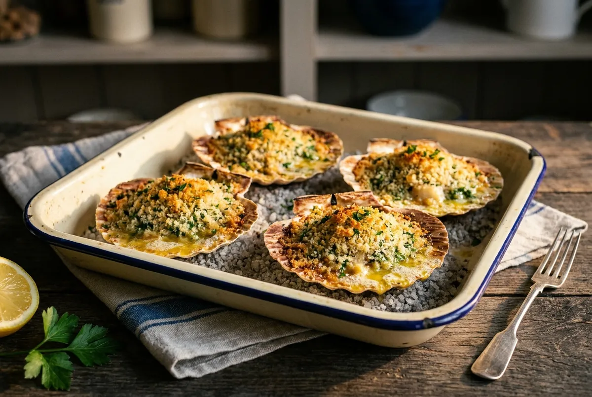 Coquilles Saint-Jacques à la bretonne : la recette gratinée