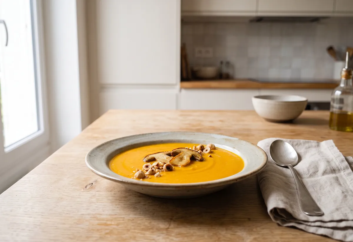Recette : Crème de potimarron aux cèpes