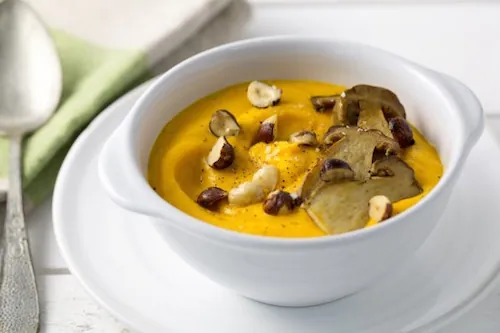 Recette : Crème de potimarron aux cèpes