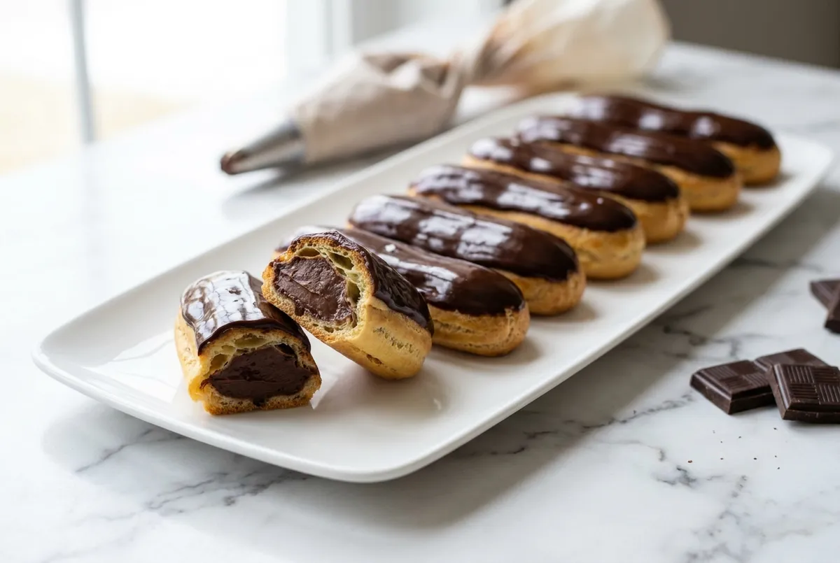 Éclair au chocolat : la recette maison et son glaçage