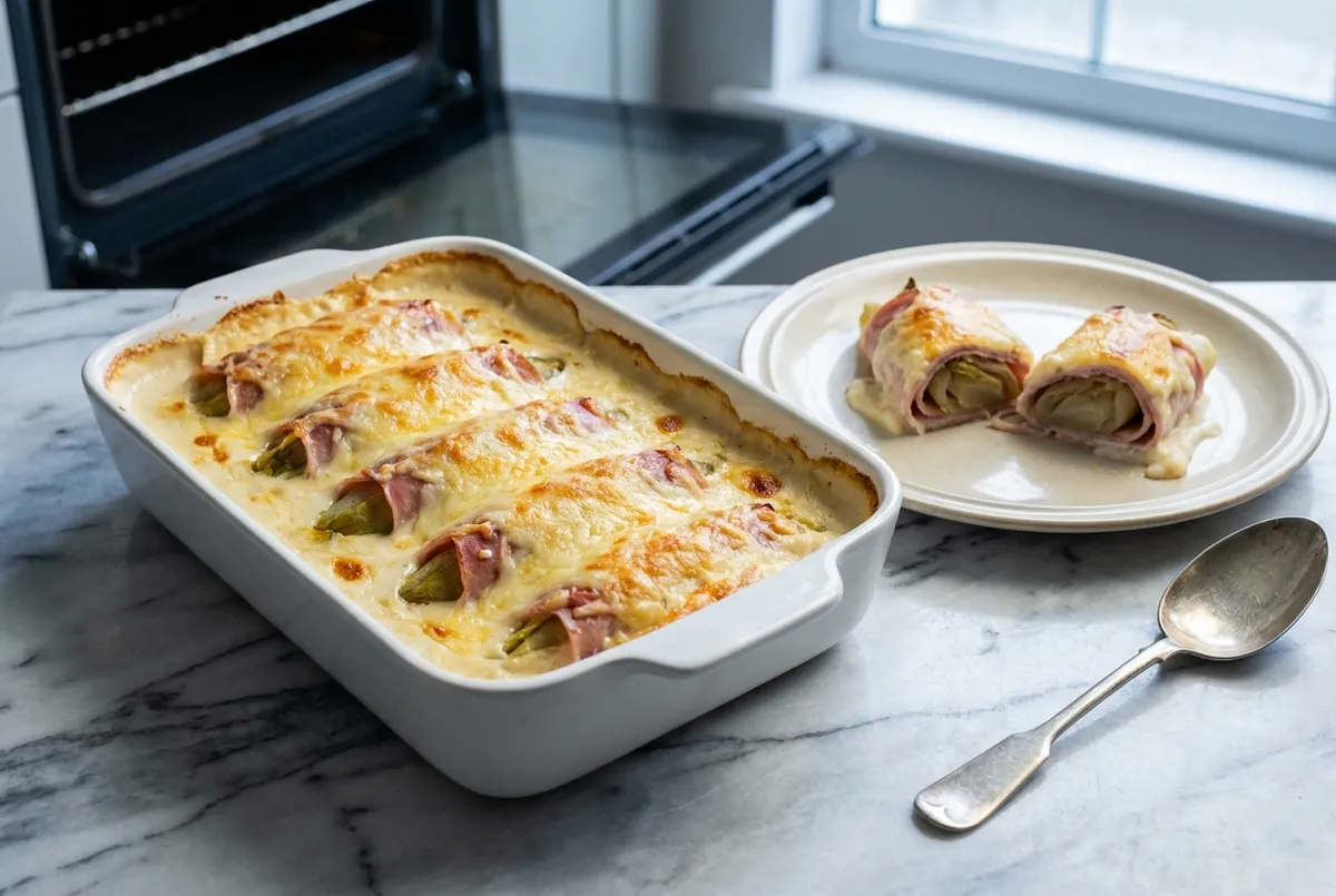 Endives au jambon gratinées, la recette à la béchamel
