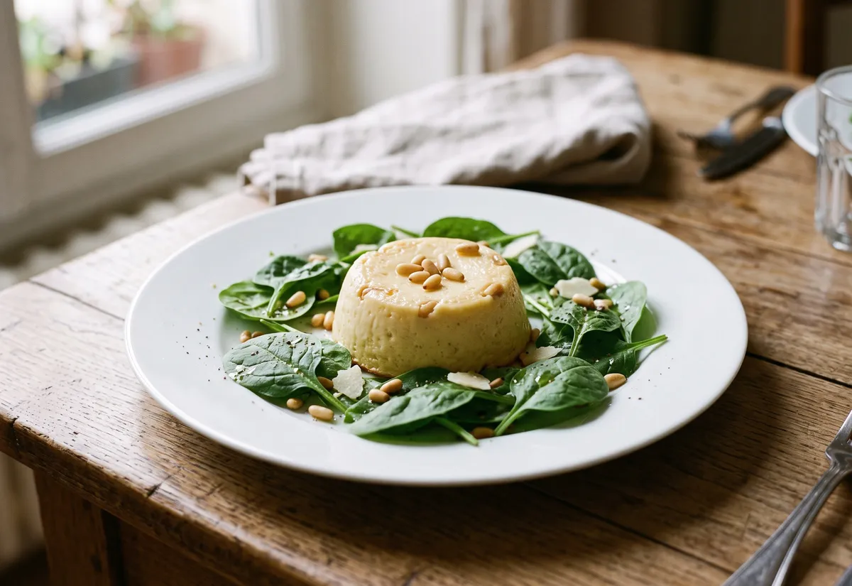 Recette des flans de parmesan aux pousses d'épinard