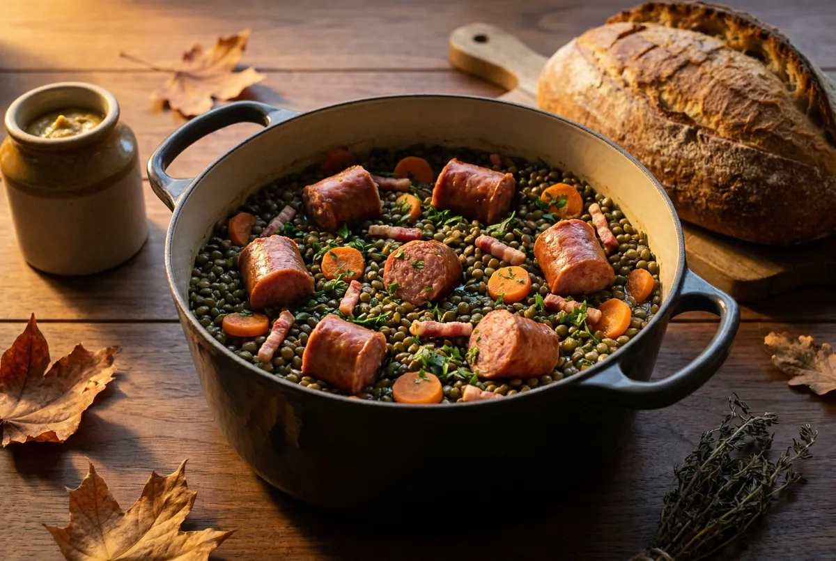 Lentilles saucisses : la recette de grand-mère en cocotte