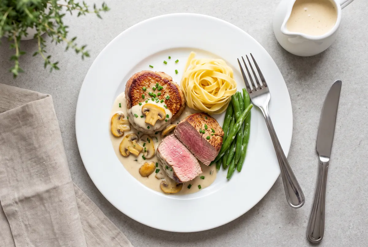 Médaillons de veau à la crème et aux champignons