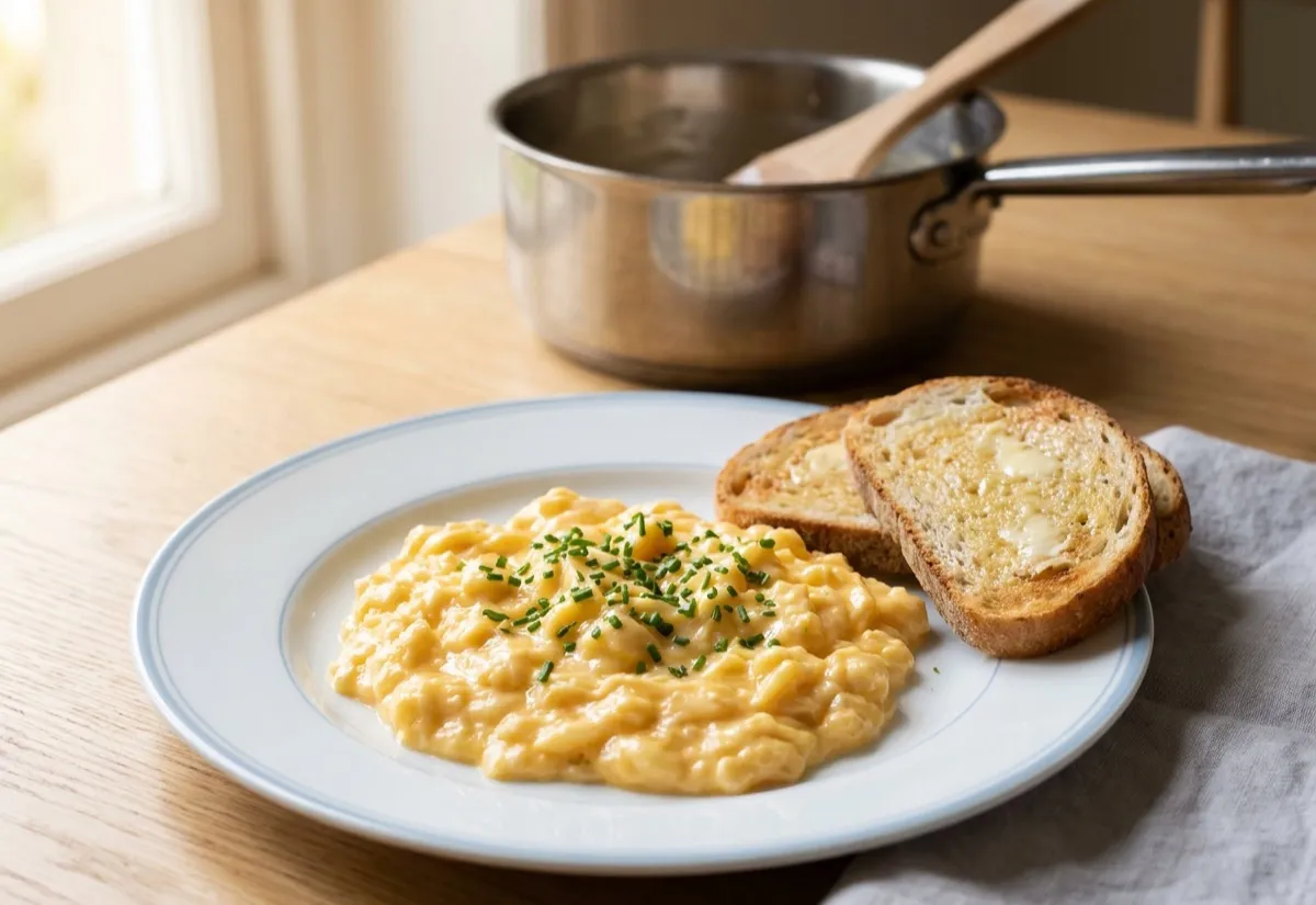 Œufs brouillés crémeux, la recette à feu doux