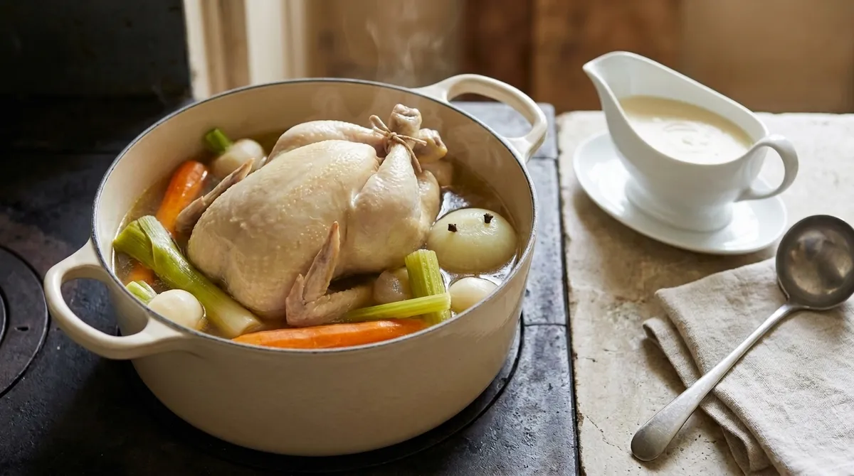 Poule au pot de grand-mère, la recette et sa sauce blanche