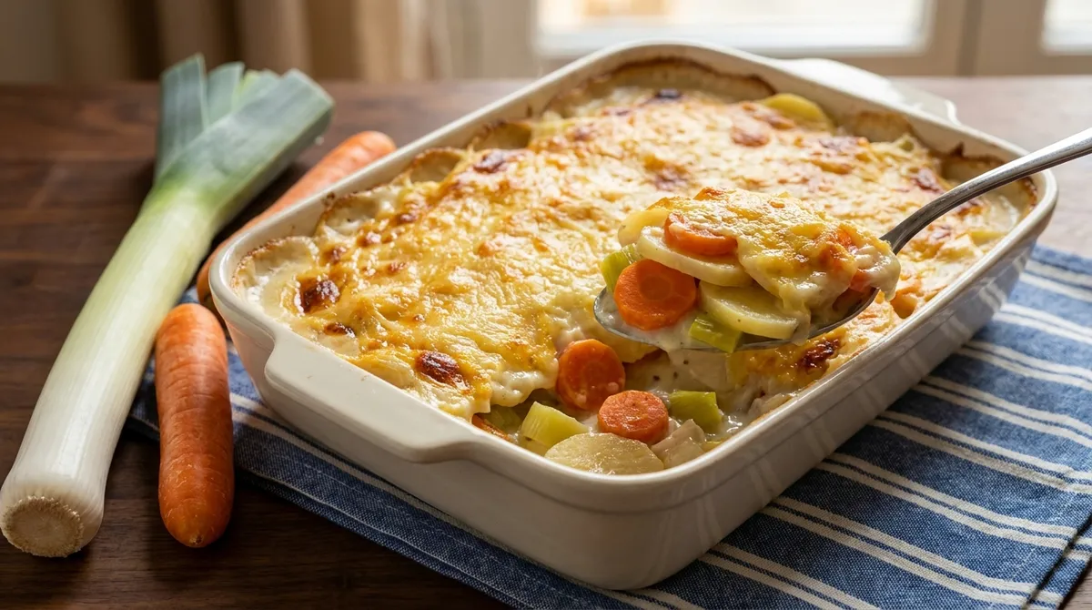 Gratin de légumes d'hiver mélangés, à la béchamel
