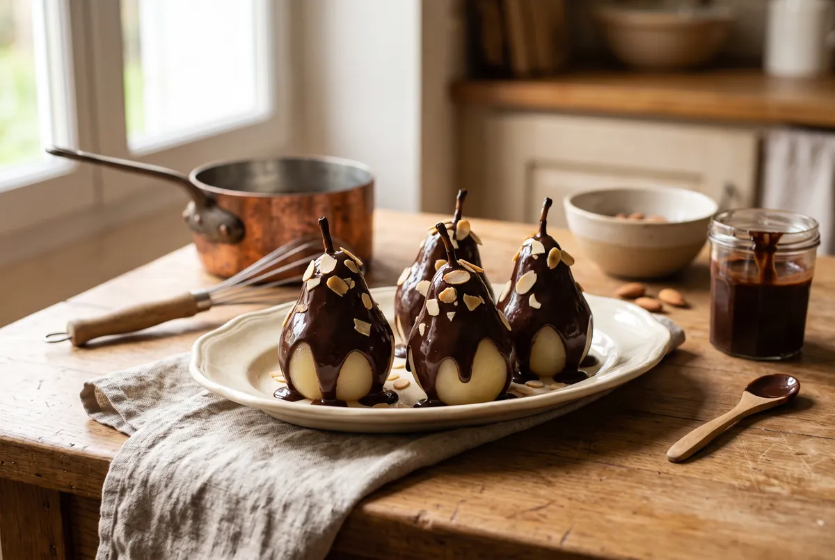 Poires en robe de chocolat : la recette de grand-mère