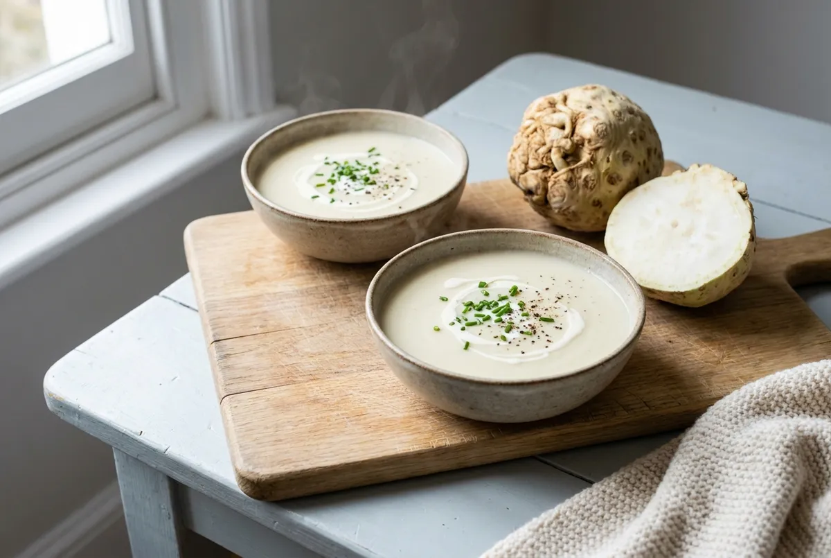 Soupe de céleri-rave, douce et veloutée