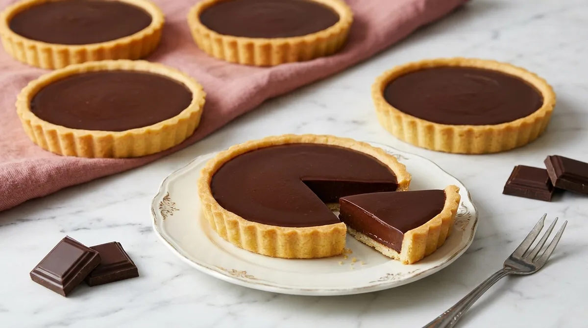 Tartelette au chocolat maison, ganache et pâte sablée