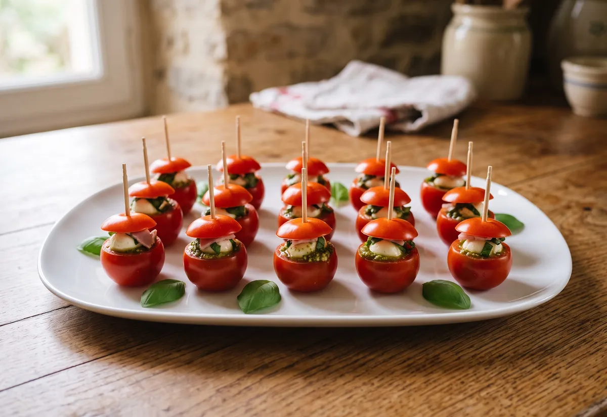Tomates cerises farcies à la mozzarella